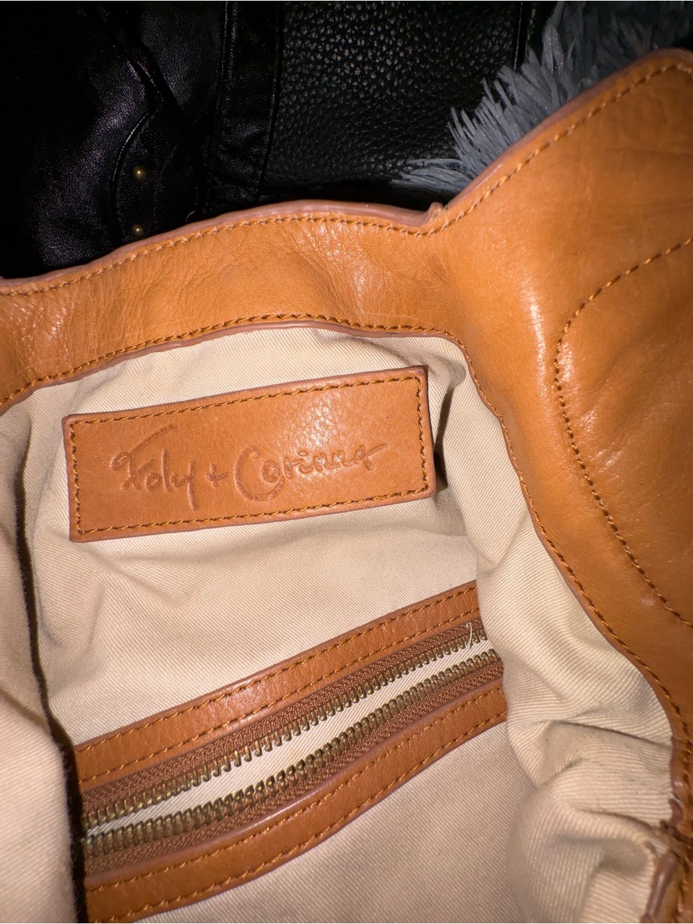 Foley + Corinna Cognac Leather Crossbody Tote
